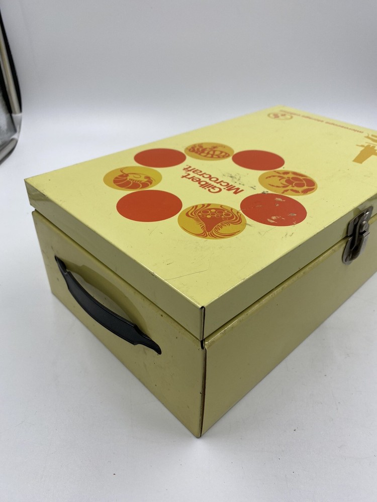 Vintage 1972 Gilbert Microcraft Microscope W/ Metal Case M8349