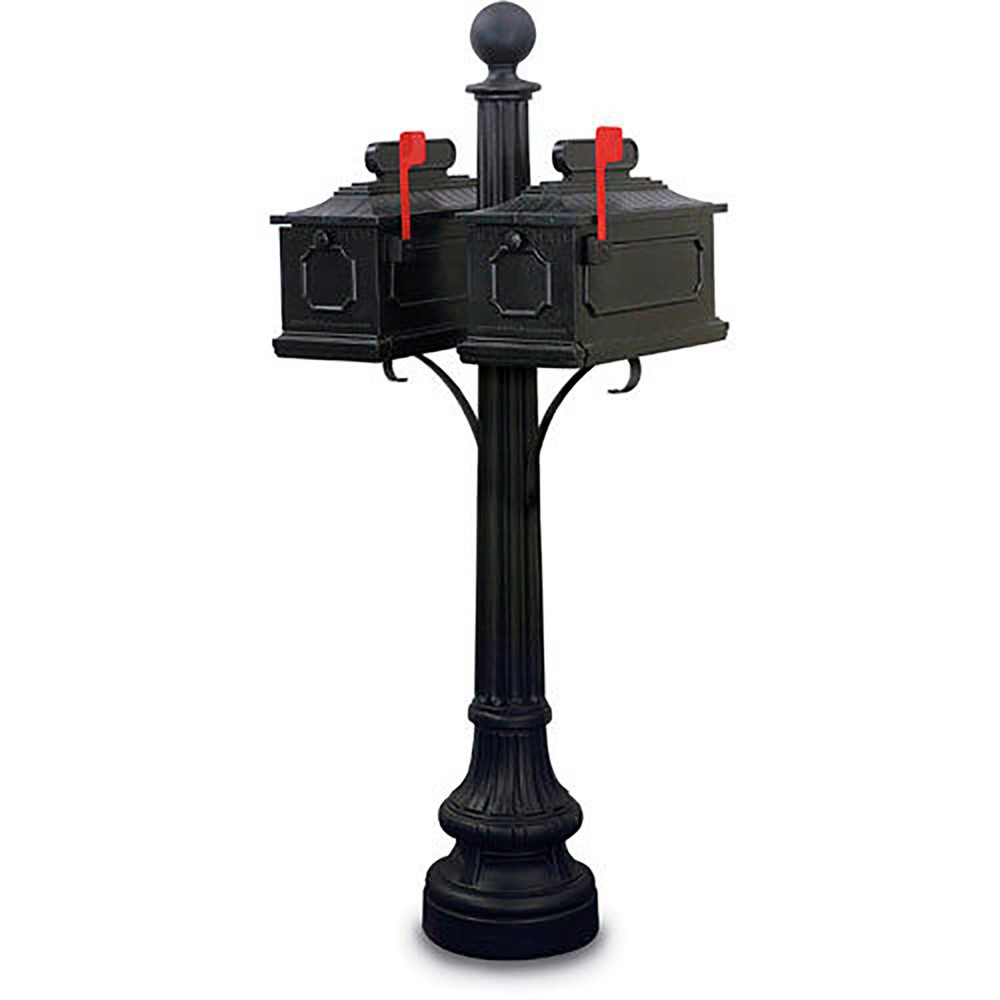 United Visual Products Tallahassee Double Residential Mailbox Post Black
