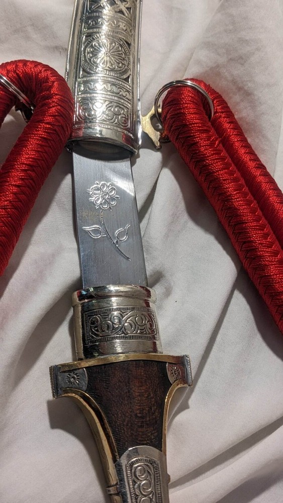 Authentic 16-3/4" Morocco Dagger Khanjar Handmade Silver Dagger Berber + CORD