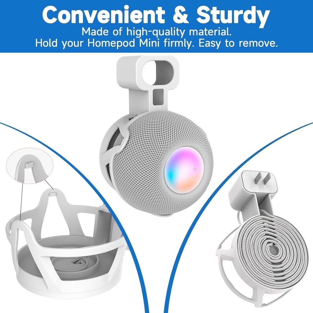 Wall Mount Holder for Smart Mini Voice Assistant Speaker with Cable Management