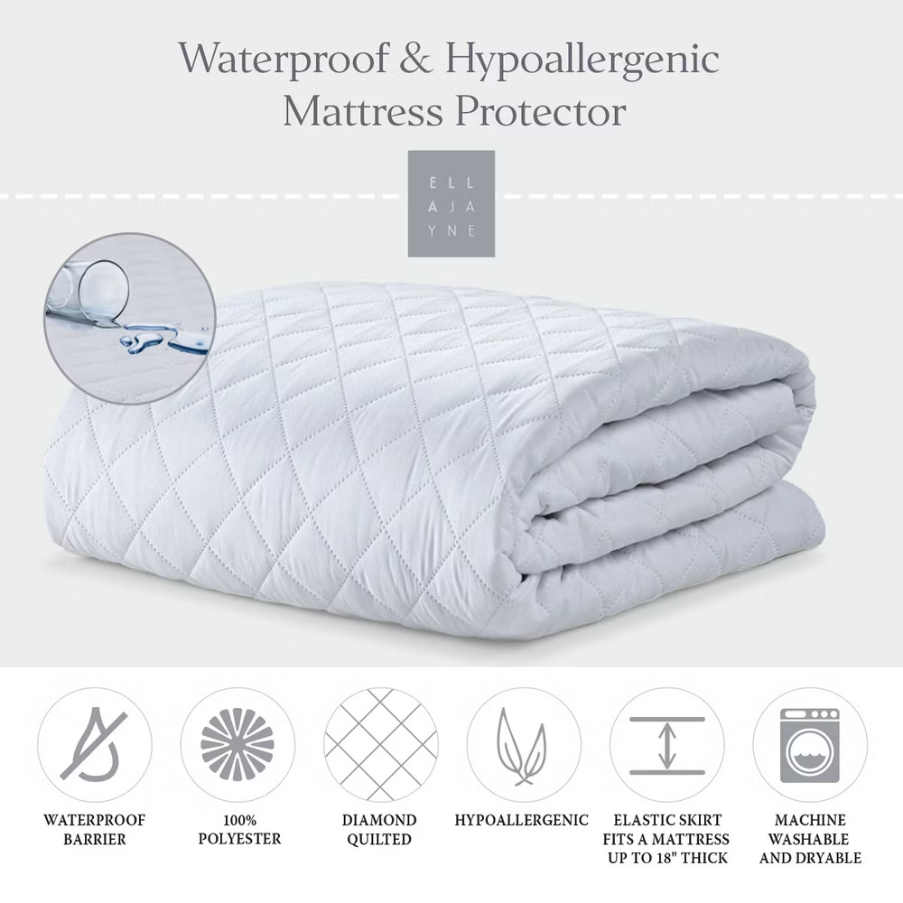 Ella Jayne Waterproof Mattress Pad - Twin Size White
