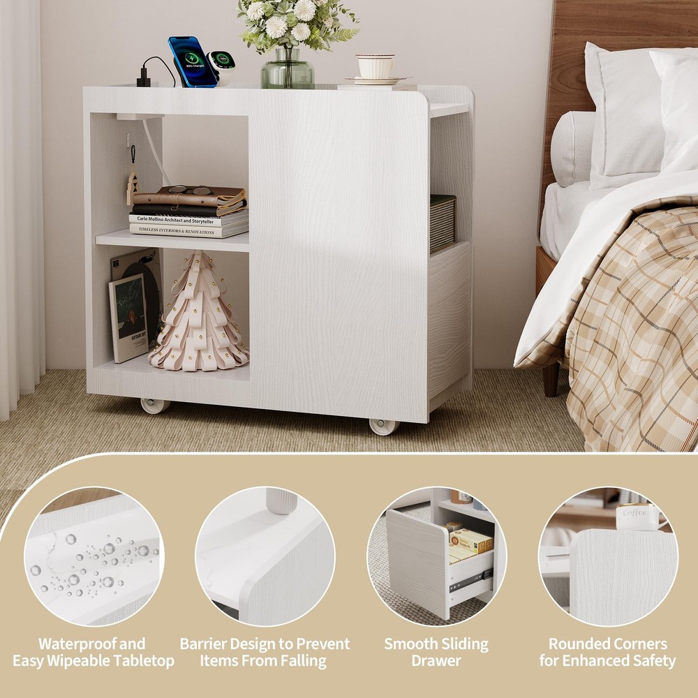 Side Table with Wheels