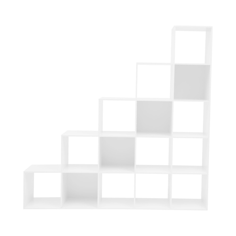 Ladder Cube Storage Bookcase L-shaped Corner Shelf 15-cube Organizer For Home