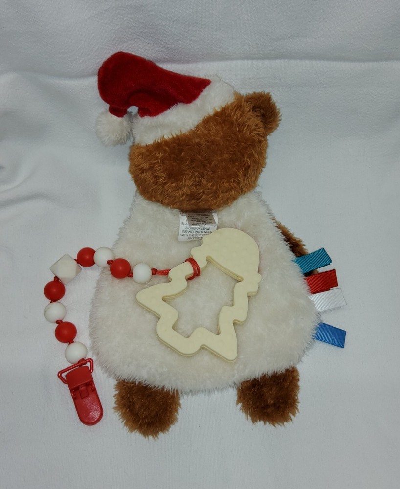 Modern Baby Santa Bear Security Blanket Sensory Lovey,Crinkle,Tags,Tree Teether
