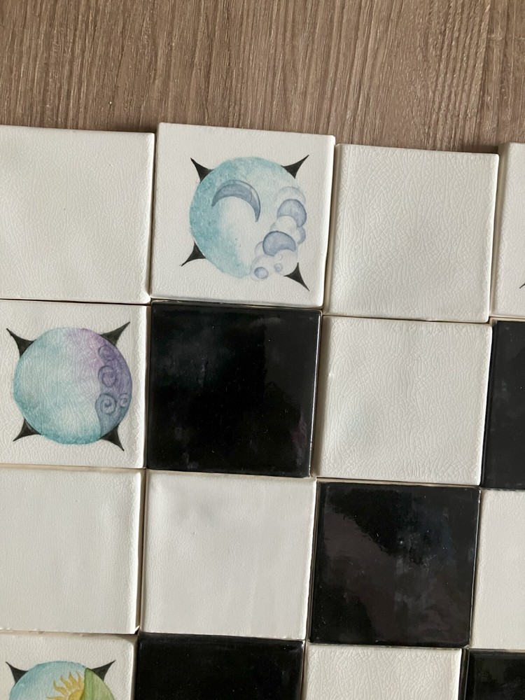 Porcelain Chessboard Original Hand Painted Tiles Commissioned Work