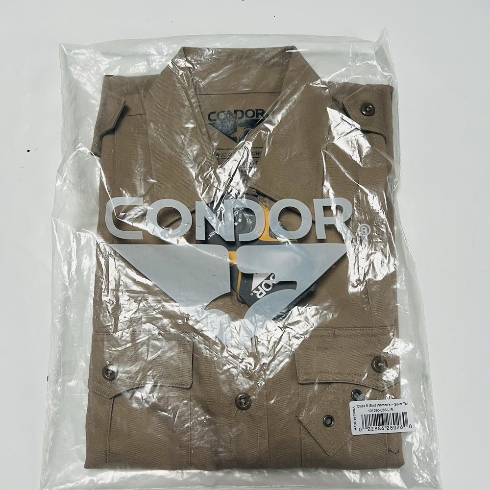 NWT Condor Class B Tactical Tan Button Down Polyester Uniform Shirt Womens Large