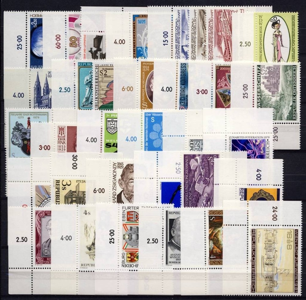 AUSTRIA . 1979 Commemoratives . 33 Stamps . Mint Never Hinged