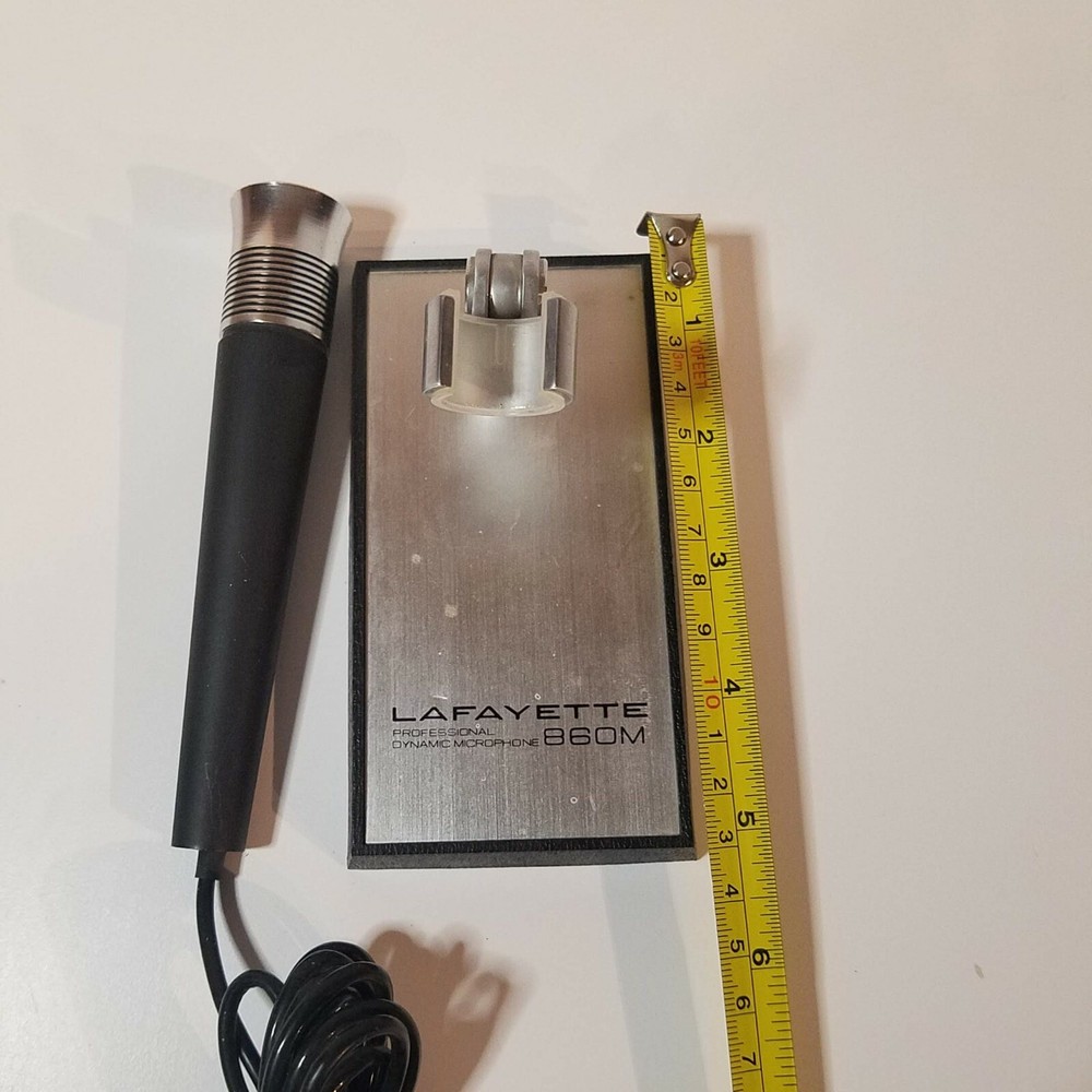 Vintage Microphone, Lafayette 860M, Professional Dynamic w Holder, Used Untested