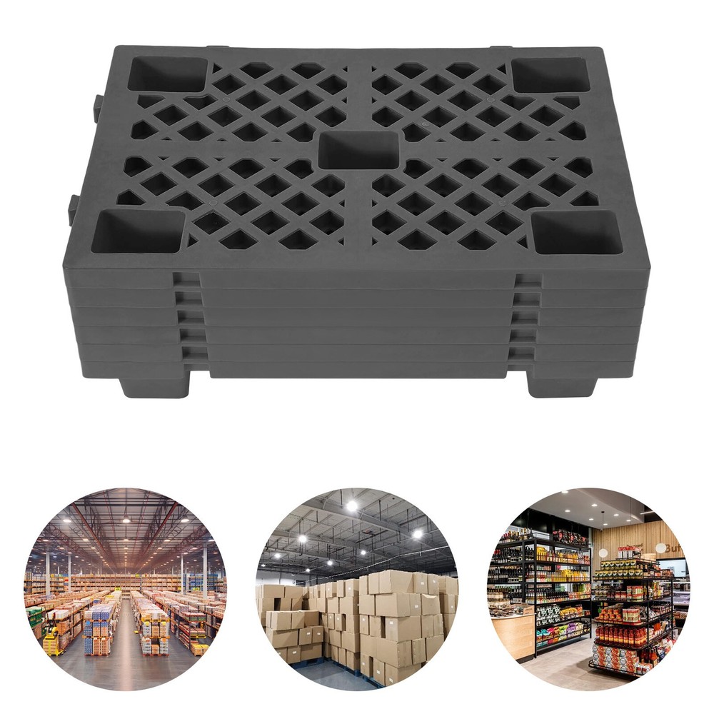 6x Plastic Pallets Interlocking Storage Stackable Anti-slip Loading Pallets