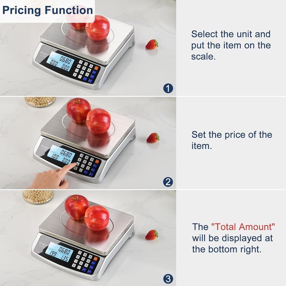 66lb Food Scale Commercial Kitchen Scale W/ Price Computing Plug-in Usable