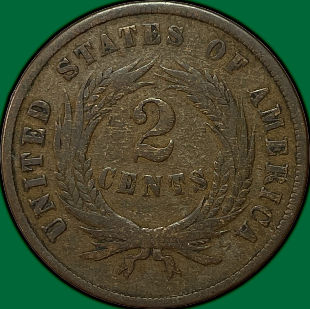 1865 Two Cent Piece Very Fine VF Coin #38817