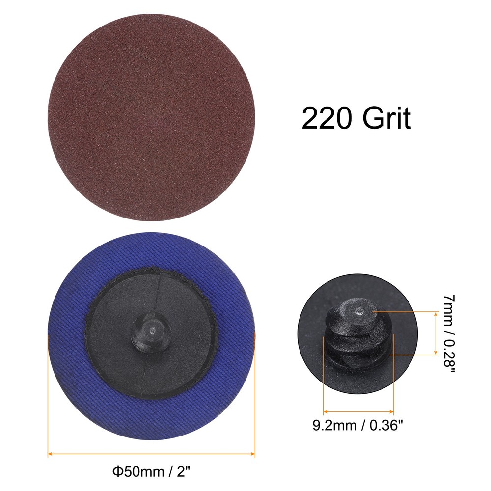 25pcs 2" 220 Grit Quick Change R-Type Sanding Discs Aluminum Oxide