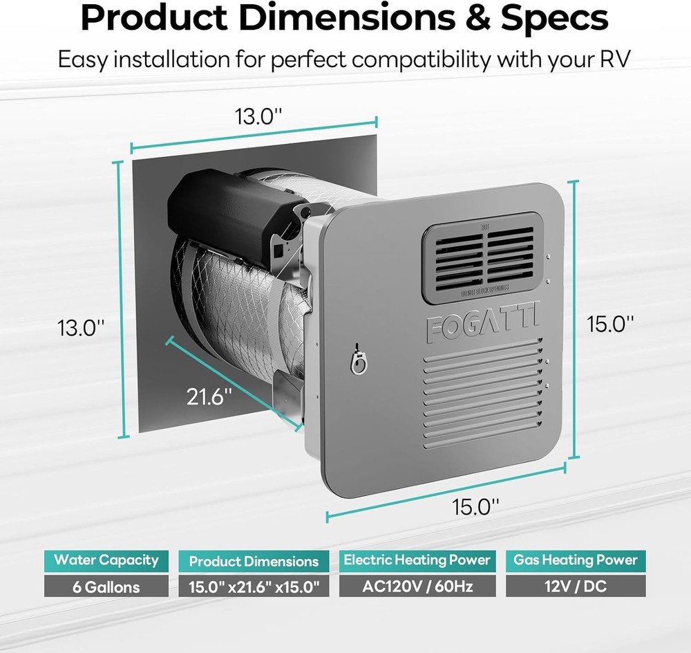 6 Gallon RV Tank Water Heater Gas/Electric With 15*15 Door Camper Water Heaters