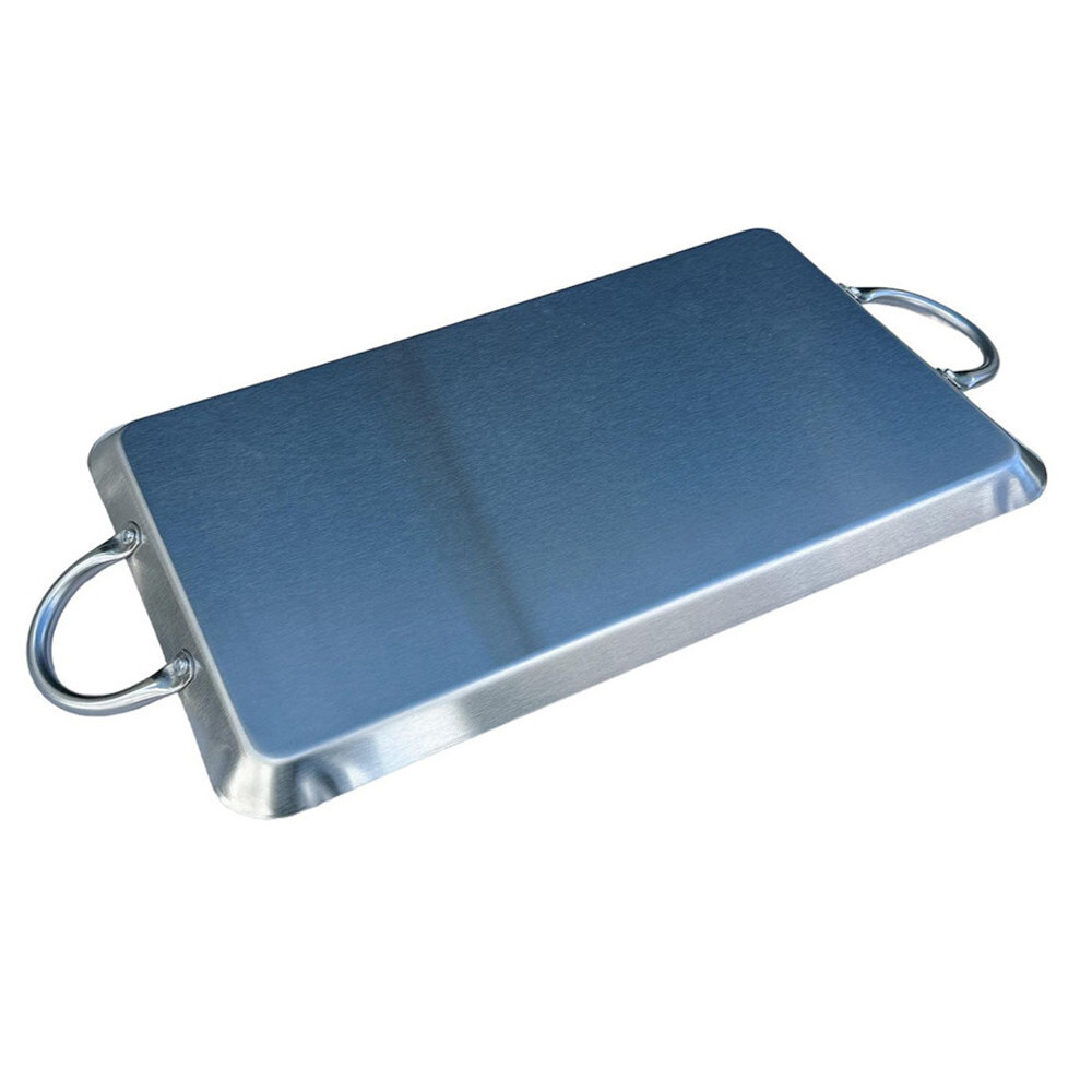 11.5" x 19" Stainless Steel Rectangular Serving Platter Ottoman Tray W/ Handles