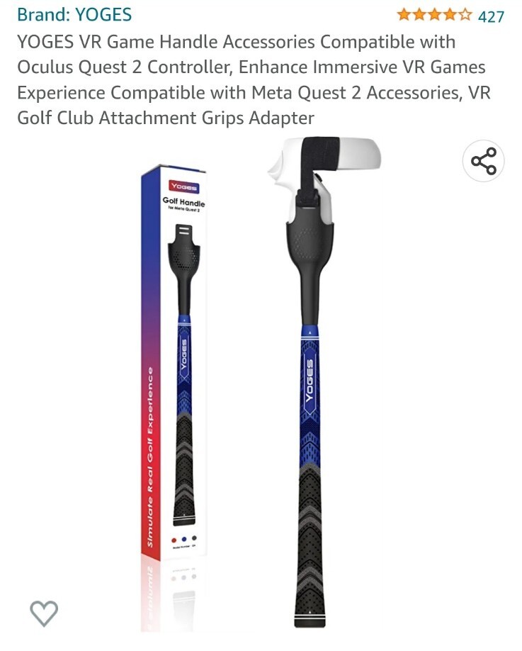 YOGES VR blue/black golf handle adapter for Meta Quest 2/Oculus