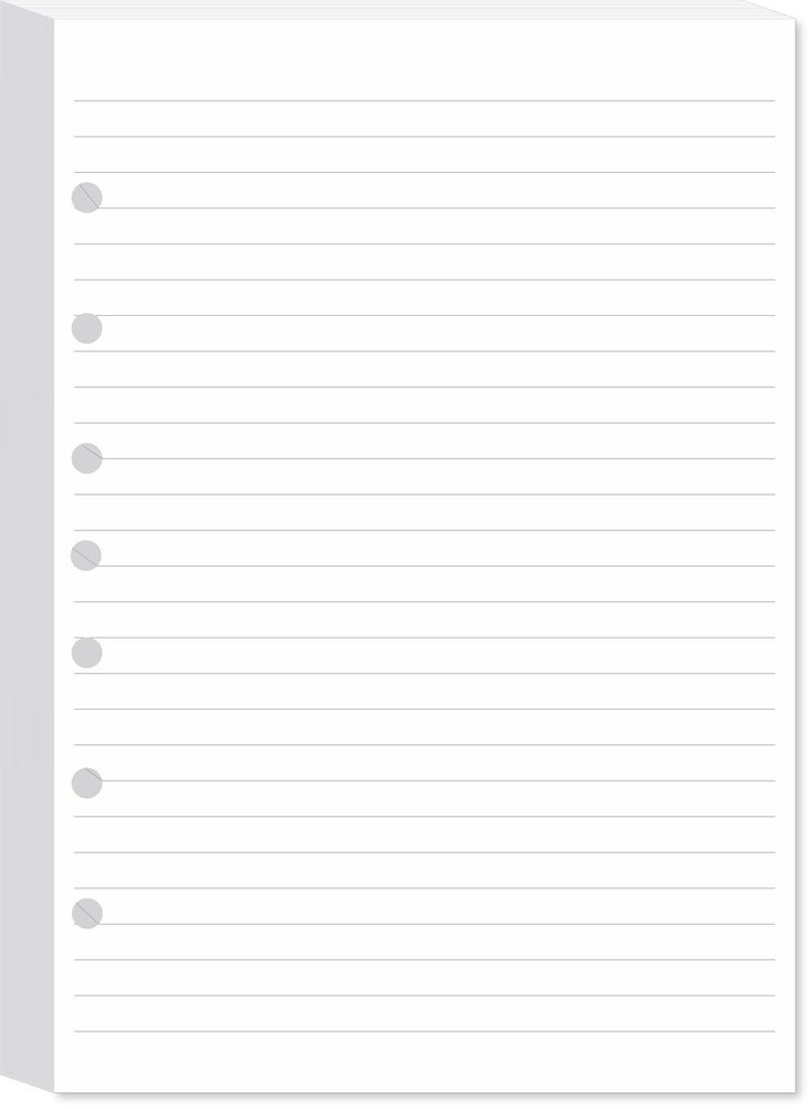7-Hole Lined Filler Paper Pack of 100 Sheets for Mini 100 Sheets, White