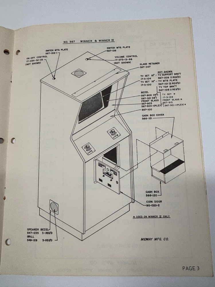 ORIGINAL-MIDWAY-WINNER-PARTS CATALOG