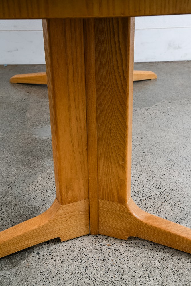 Mid Century Modern Dining Table Rectangular Rounded Blonde Mahogany Vintage Mcm