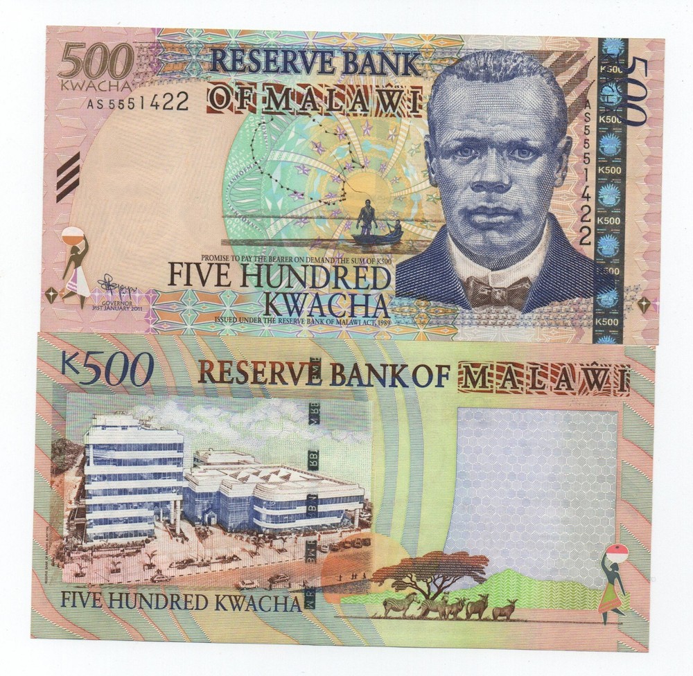 MALAWI 500 KWACHA 2011 PICK 56C UNC