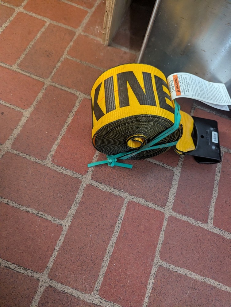 (1 Pack) Kinedyne 4" x 30' Winch Strap with Flat Hook - Gold