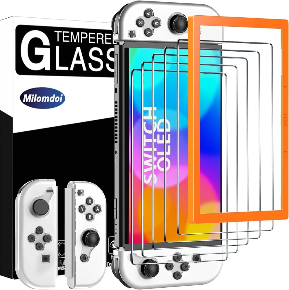 2-Pack Nintendo Switch OLED (2021)Tempered Glass Screen Protector,2 Joy con case