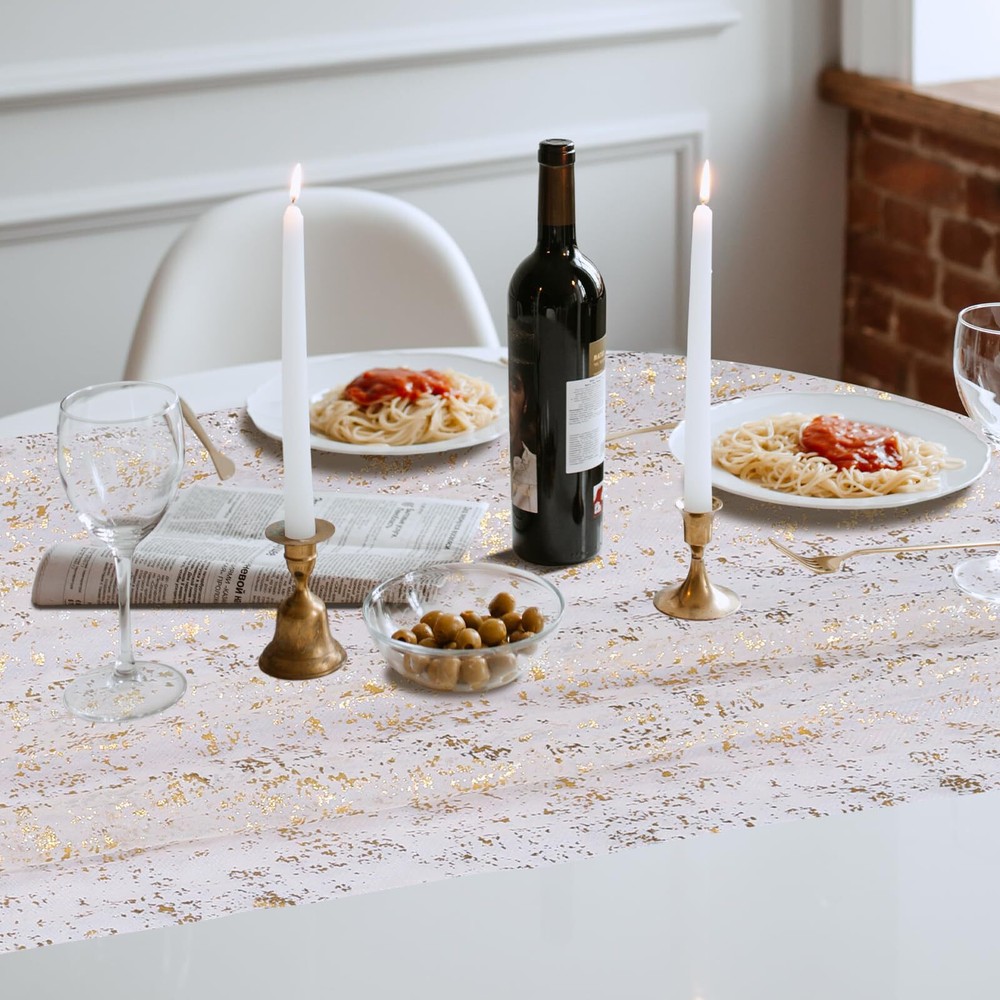 3PCS Gold Table Runner 10Ft Gold Sheer Table Runner Chiffon Fabric Cheeseclot...