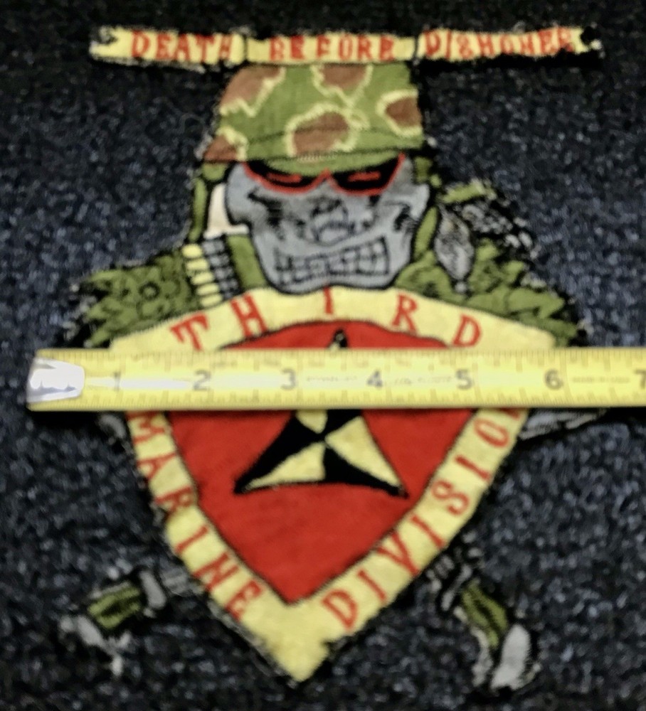 THIRD MARINE DIV., DEATH BEFORE DISHONOR, VINTAGE EMBROIDERED BACK PATCH!