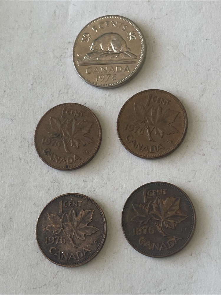 1976 Canada Coins-5 and 1 Cents-Circulated