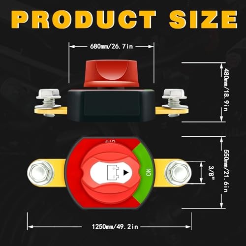 Side Post Battery Disconnect Switch 12V-48V 300A Battery Power Isolator Cut