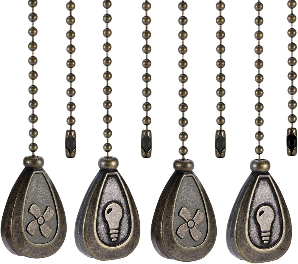 4 Pack Bronzed Ceiling Fan Pull Chain Extension, 12 Inches Dark Bronze