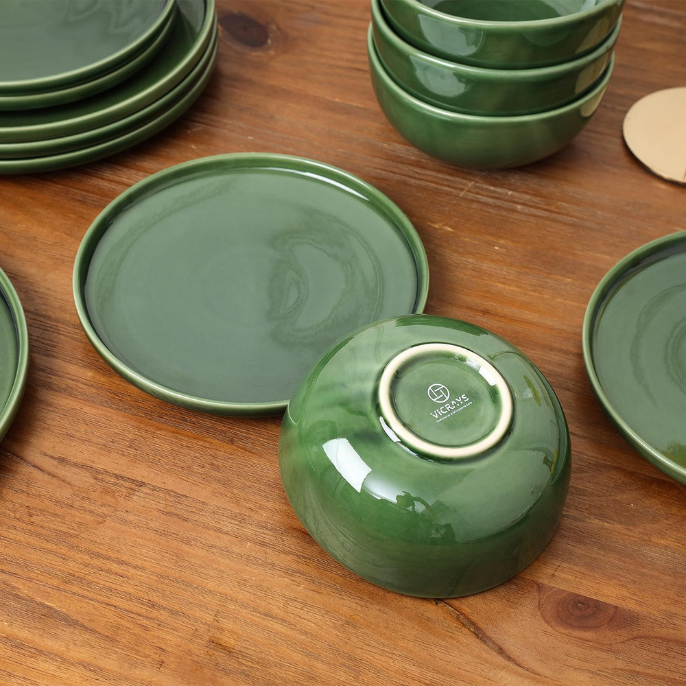 Ceramic 12 Pieces Dinnerware Set - Dinner Plates Salad Plates Cereal Bowls Set S