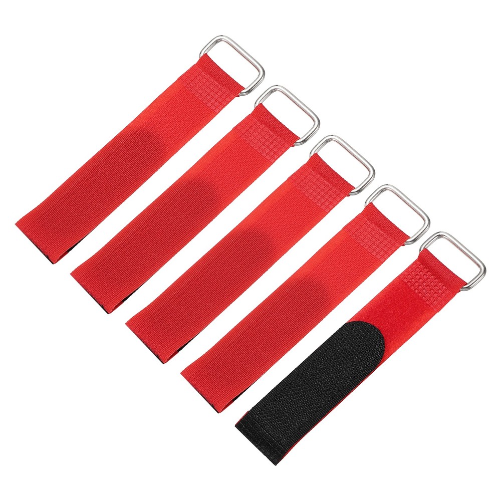5Pcs Battery Tie Down Straps 0.8x6" Red Nylon Hold Down Hook Loop Straps