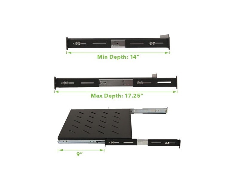 Sliding Server Rack Shelf 1U 19" 4 Post Mount Adjustable 14"-17" Extension