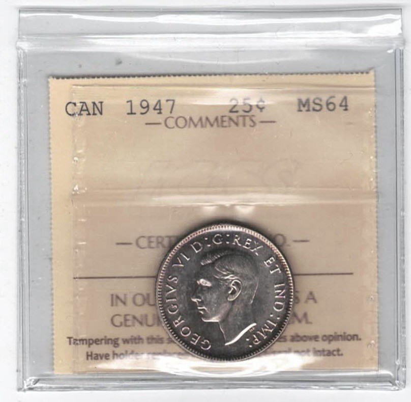 1947 Canada 25 Cents - ICCS MS64 - XAR 111