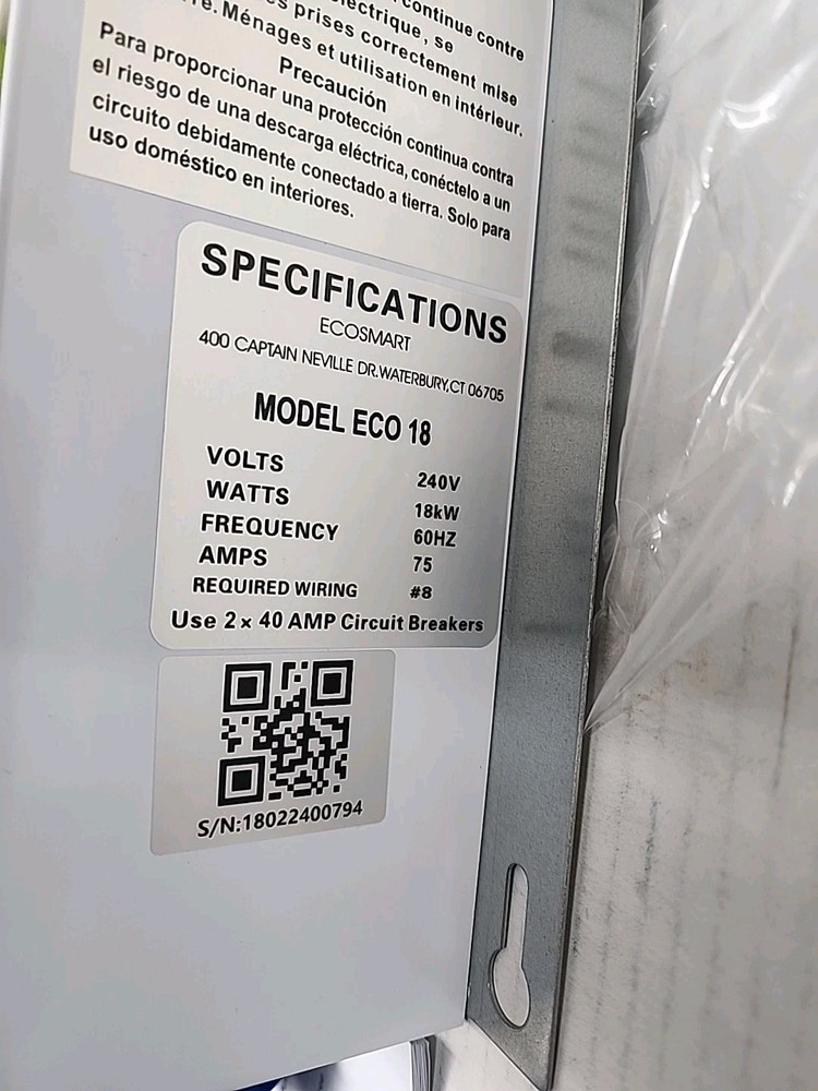 EcoSmart 18 kW 3.51 GPM 240-Volt Electric Tankless Water Heater ECO 18