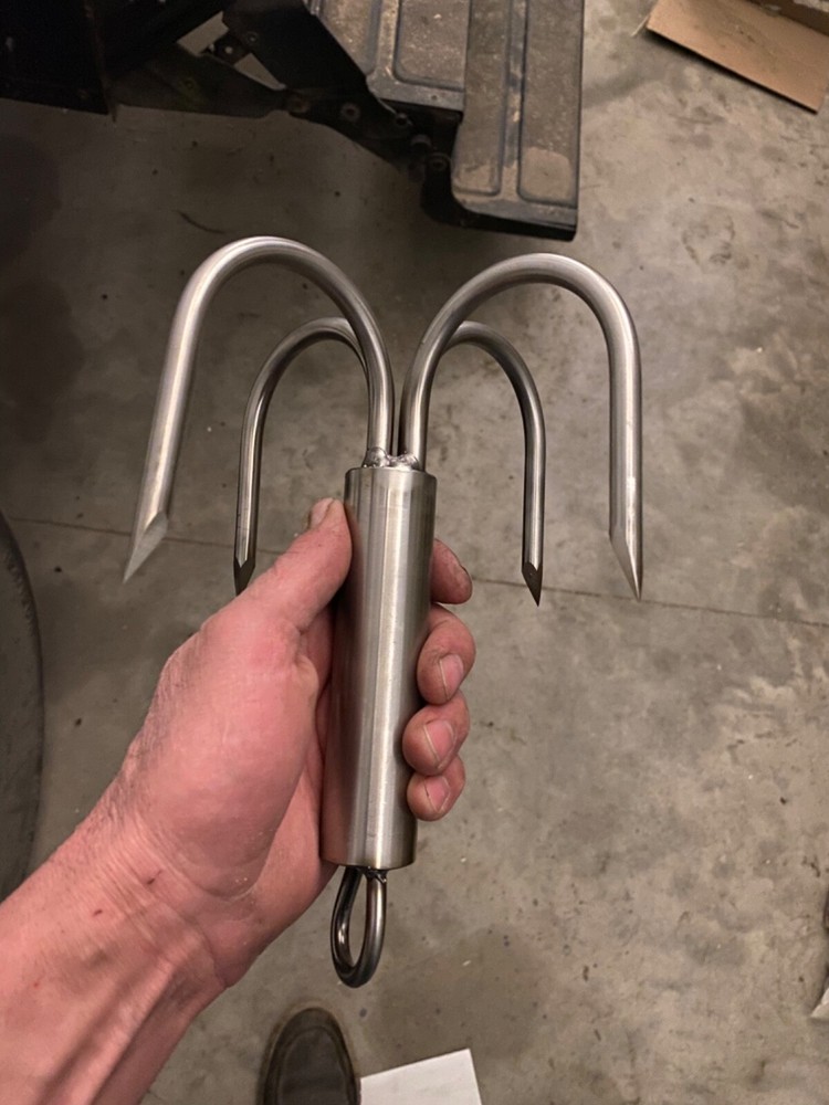 7 Inch Diameter Solid Stainless Welded Pier or Bridge Gaff With Eye For a Rope