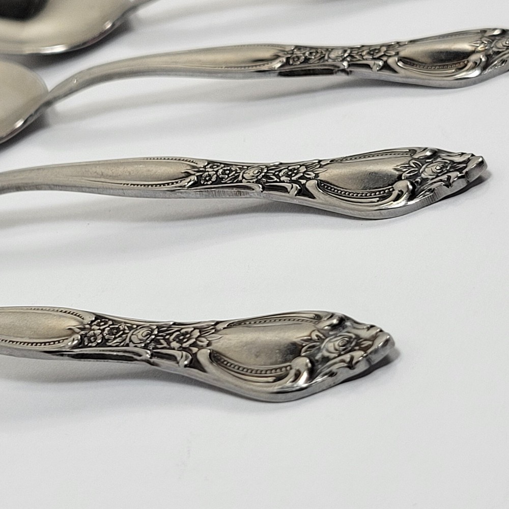 4 Teaspoons Oneida West Bend AFFECTION Pattern Stainless USA Glossy Flatware