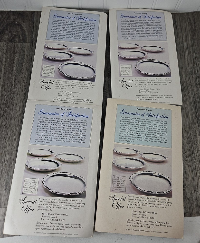 1989 Reader's Digest Silver-plated Coasters