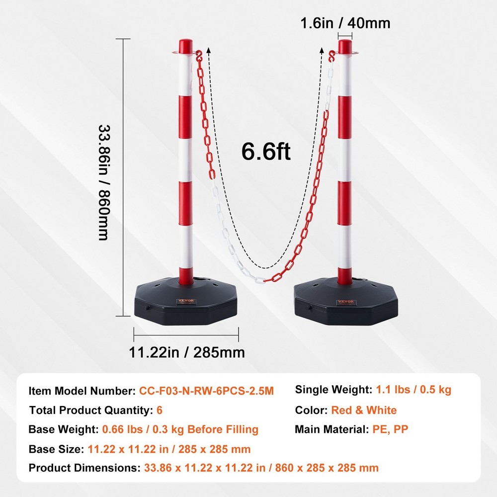 Adjustable Traffic Delineator Post Cones;6 Pack;Traffic Safety Delineator Barrie