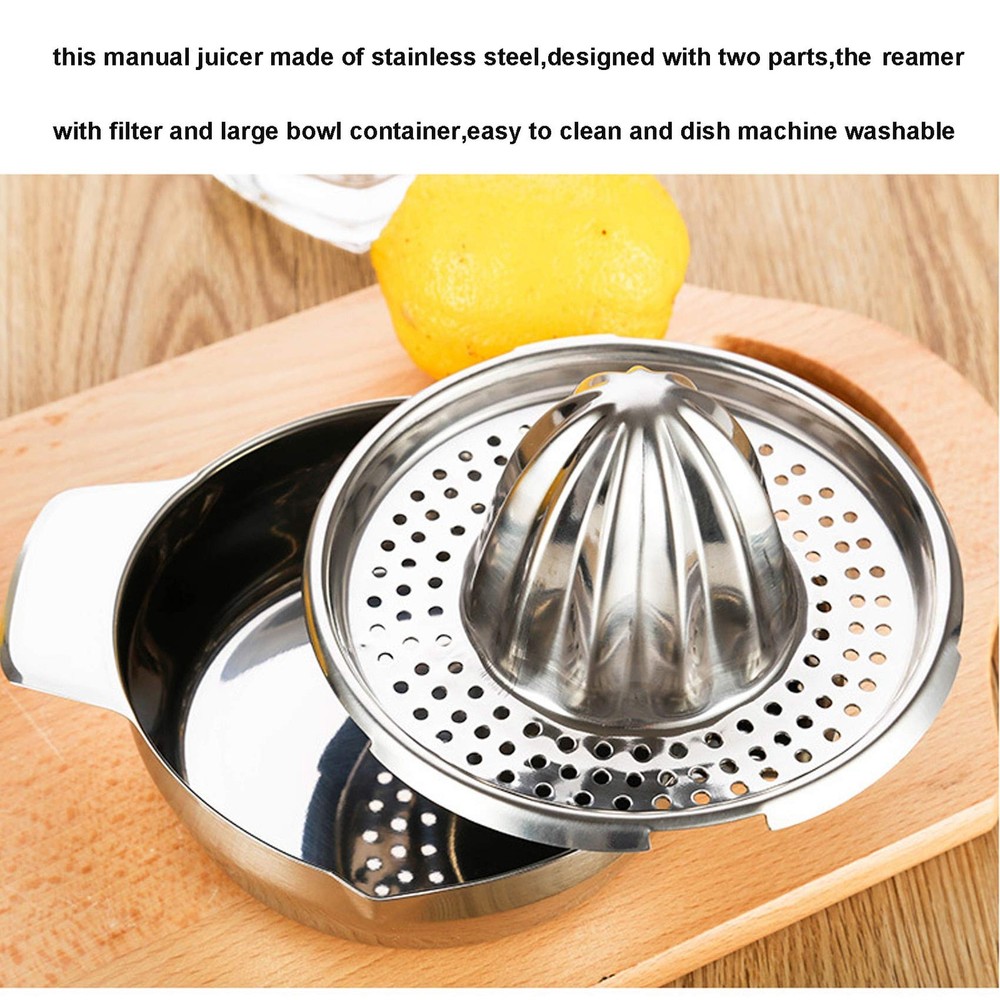 Stainless Steel Squeezer Citrus Juicer Handheld with Bowl Storage Container
