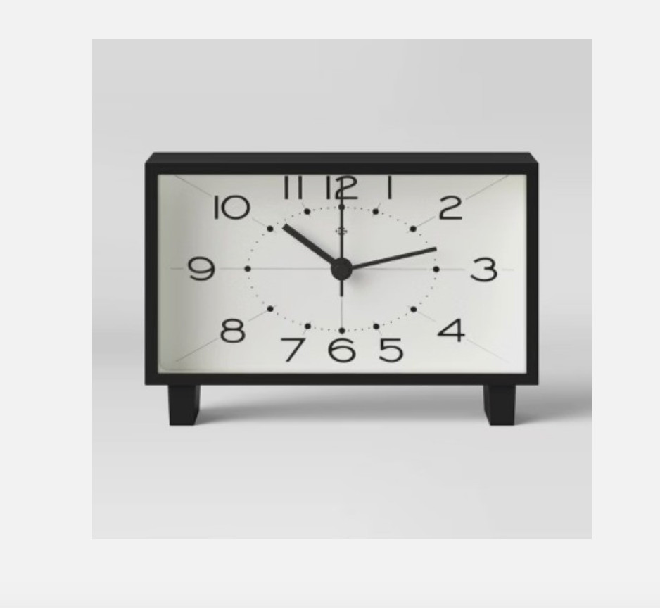 6" Rectangle Mantel Clock Black - Threshold: Modern Analog Table Clock