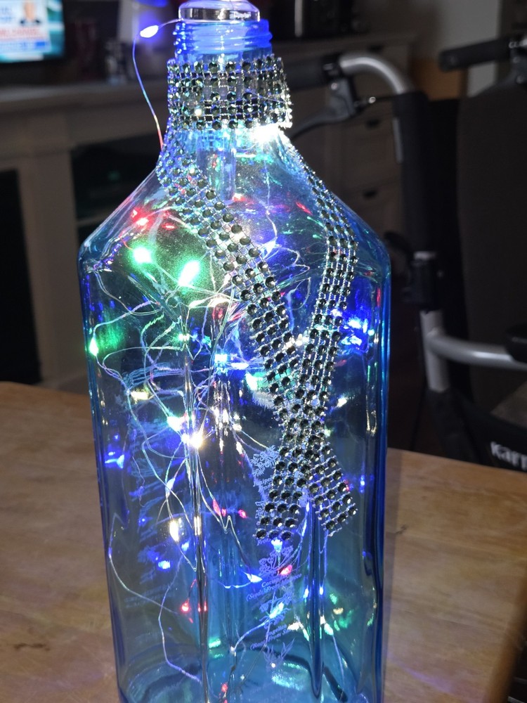 Decorative Blue Tinted Glass Bottle