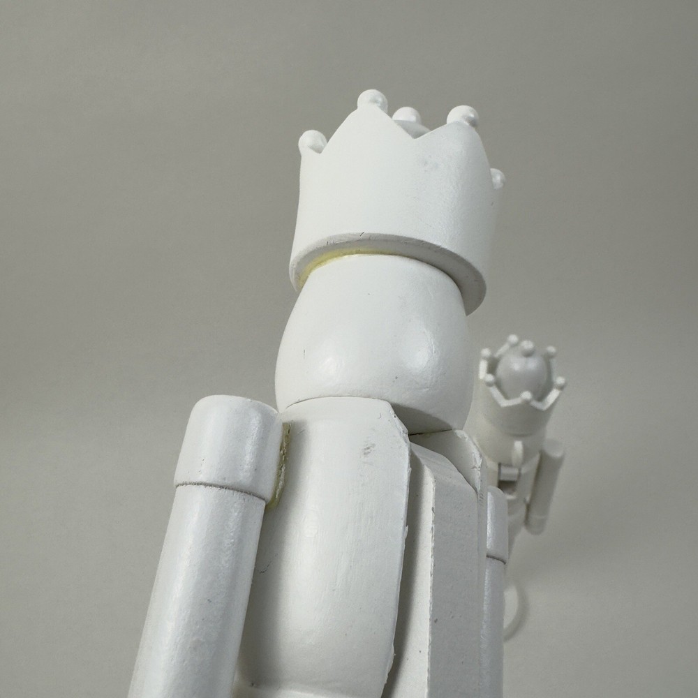 West Elm Modern Lacquer Nutcracker Figurine Christmas Set/2 White Flaws Read