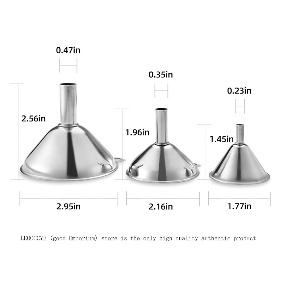 Stainless Steel Kitchen Funnel Set 3 Piece