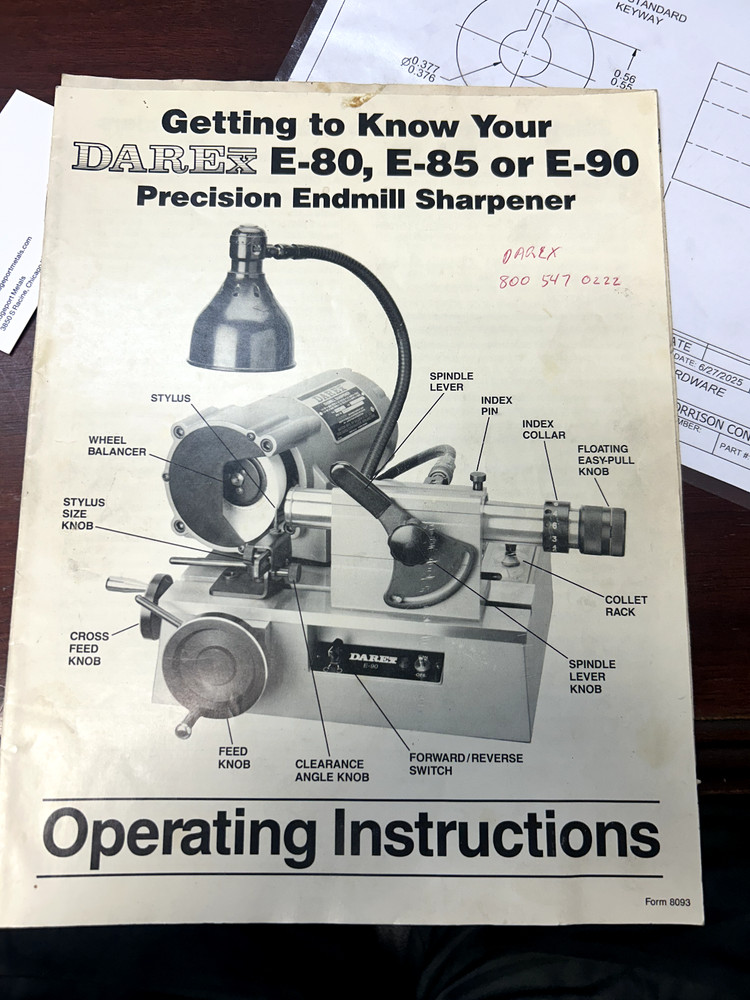 Darex E85/90 Precision Endmill Sharpener