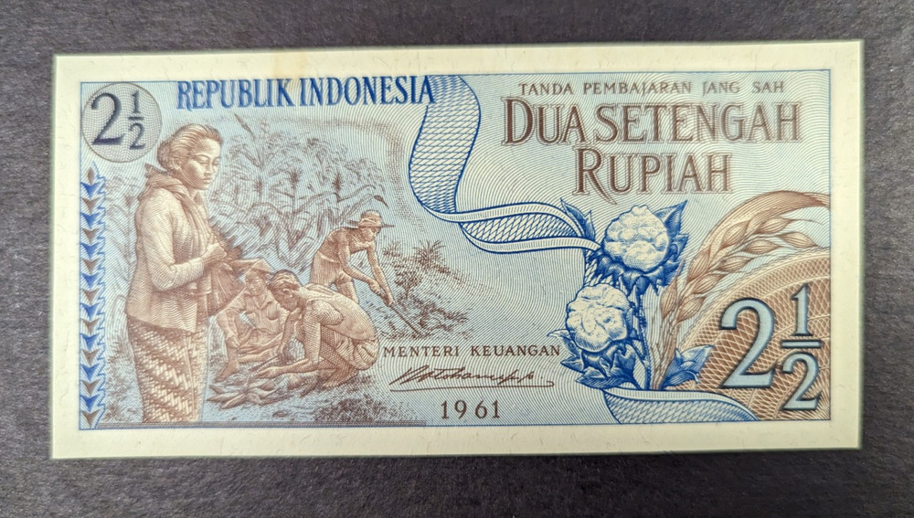 Indonesia 2 1/2 Rupiah 1961  UNC
