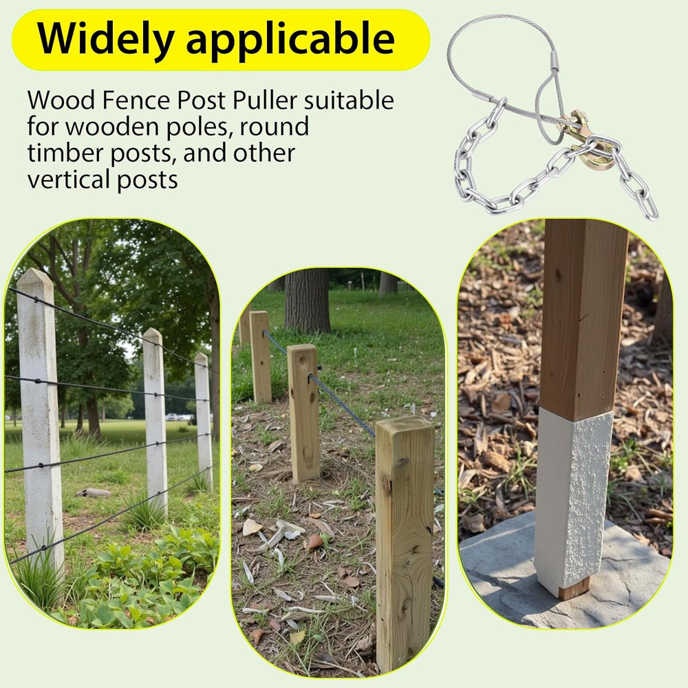 Fence Post Remover Tool – Heavy-Duty Galvanized Cable & Chain to Pull 4X4 Posts