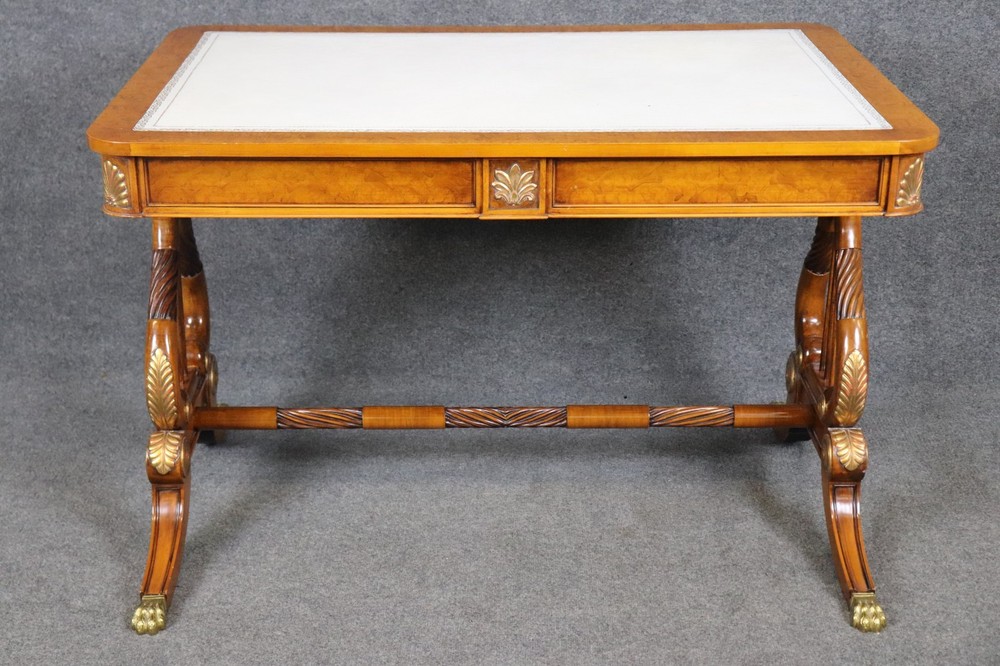 Italian Regency Style Embossed Leather Top Desk