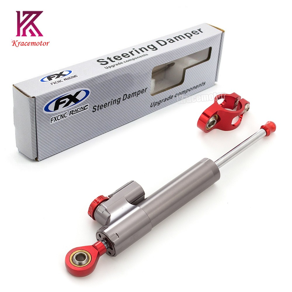 CNC Universal For Sprtobike Scooter ATV Steering Stabilizer Damper Linear Gray