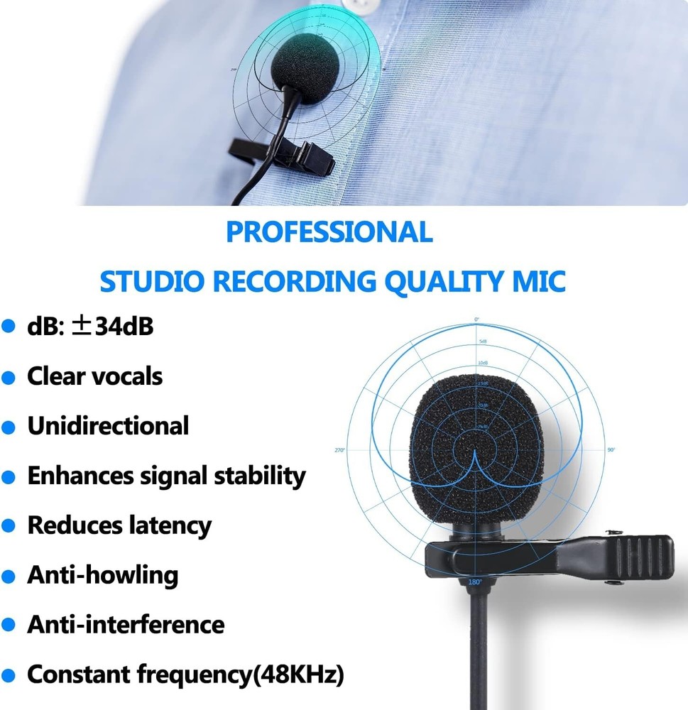 Bietrun WXM10 Wireless Lavalier Microphone